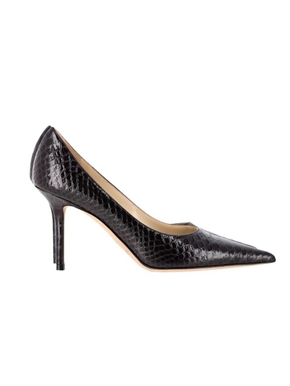 Jimmy Choo Love Snakeskin Embossed Pointed Toe Pumps 38